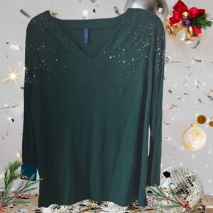 Women's Teal Green Falls Creek Top w/ Sequins